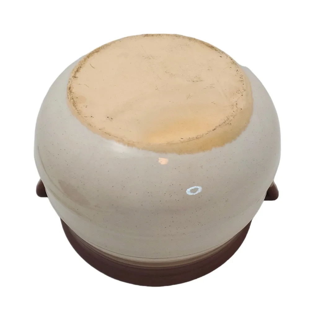 Clay Baked Bean Pot 3 qt with Handle Lid No Ladle Brown